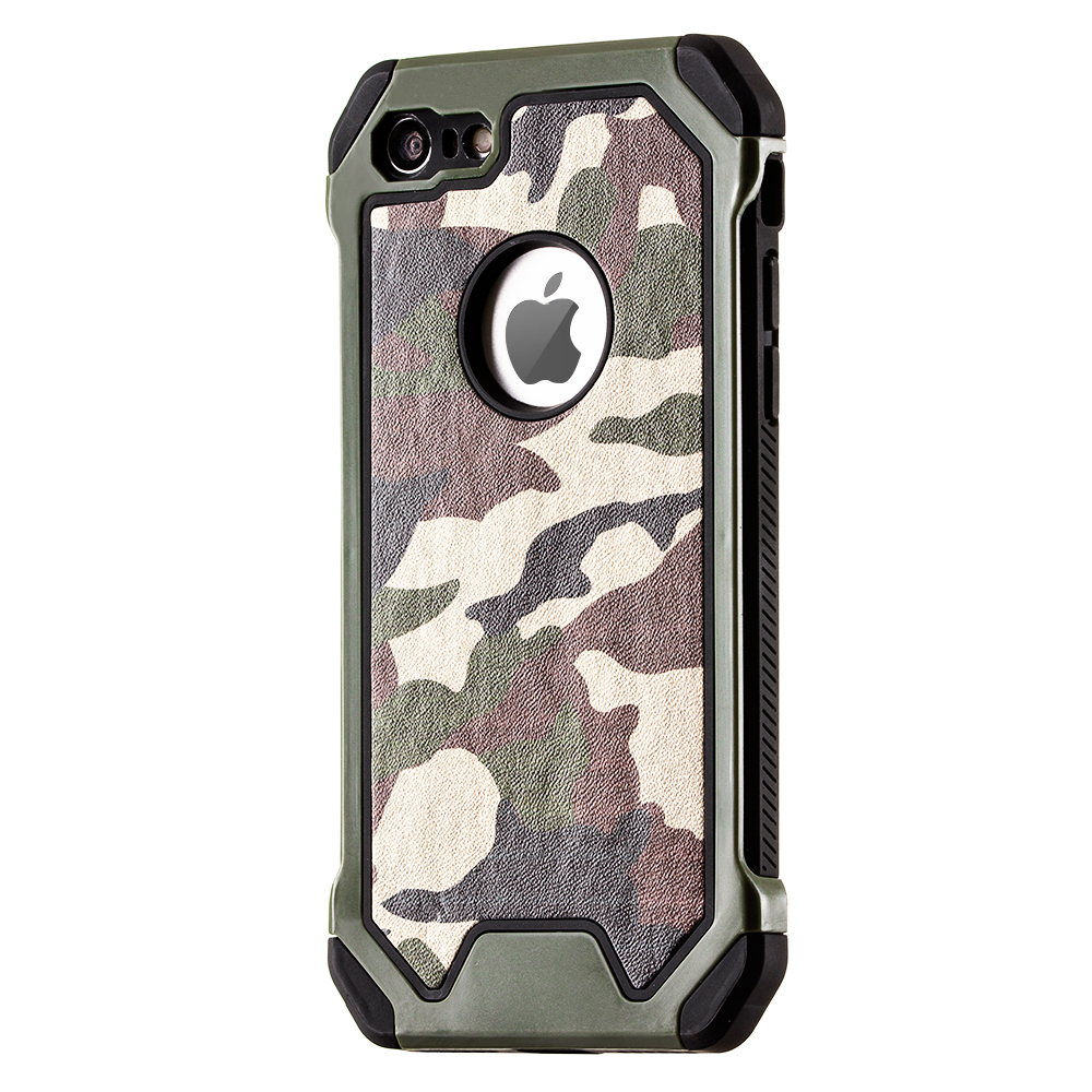 iPhone 7/8 Capa Anti-Shock Armoro Militar Capa protetora para iPhone padrão camuflado com recorte circular para logo Apple
