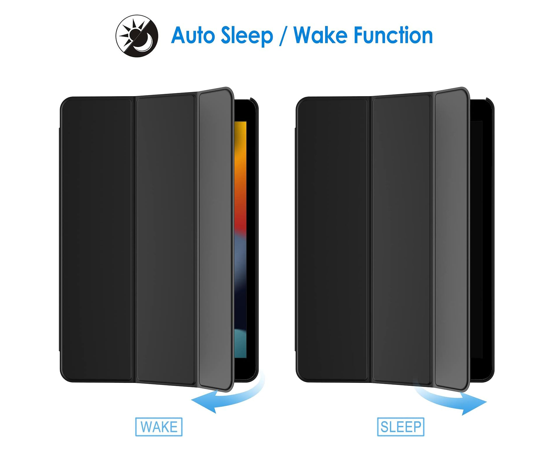 Capa Folio Jetech para iPad 10.2" - Preto Capas pretas para tablet com função Auto Sleep e Wake