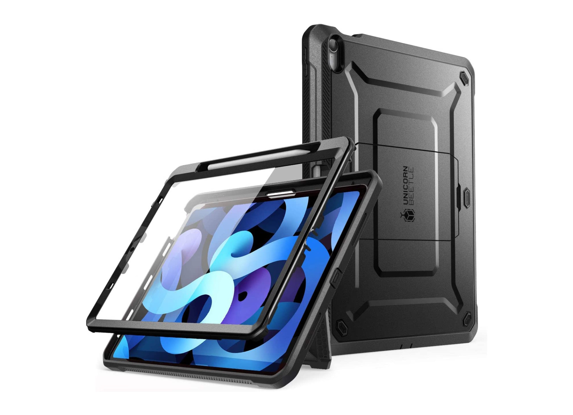 Capa Anti-Shock 360º Supcase Unicorn Beetle Pro para iPad 10.9'' Capa protetora preta para tablet com moldura transparente e suporte ajustável