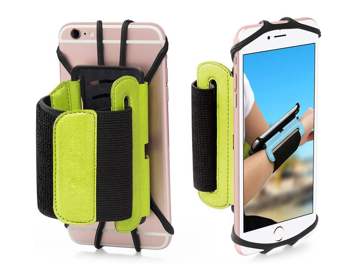 Sports Armband Universal / Bolsa Desportiva Forearm Suporte de braço para telemóvel verde e preto fixado em smartphone