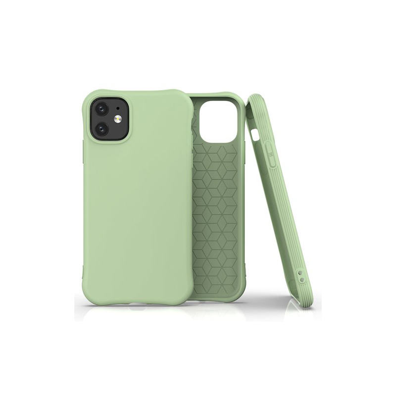 Capa verde claro para smartphone em silicone com padrão geométrico interno