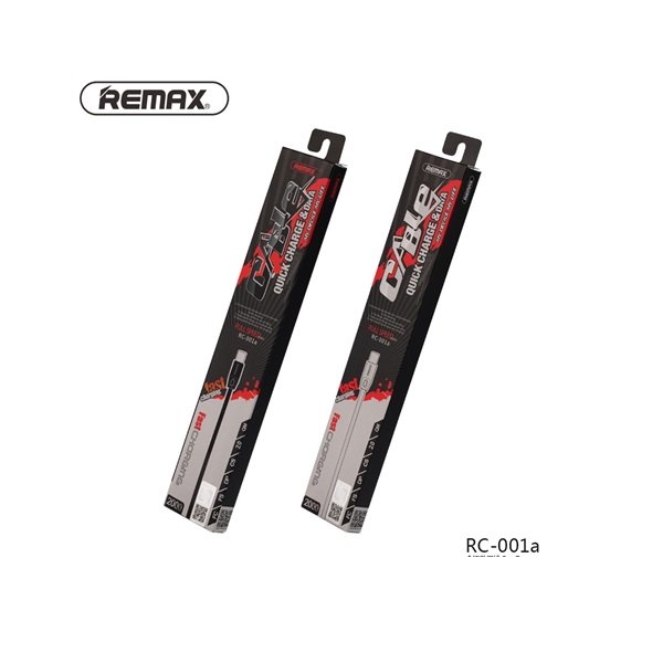Cabo Flat Lightning Anti - Tangle (2 metros) Dois cabos de carregamento Remax RC-001a em embalagens pretas com detalhes vermelhos
