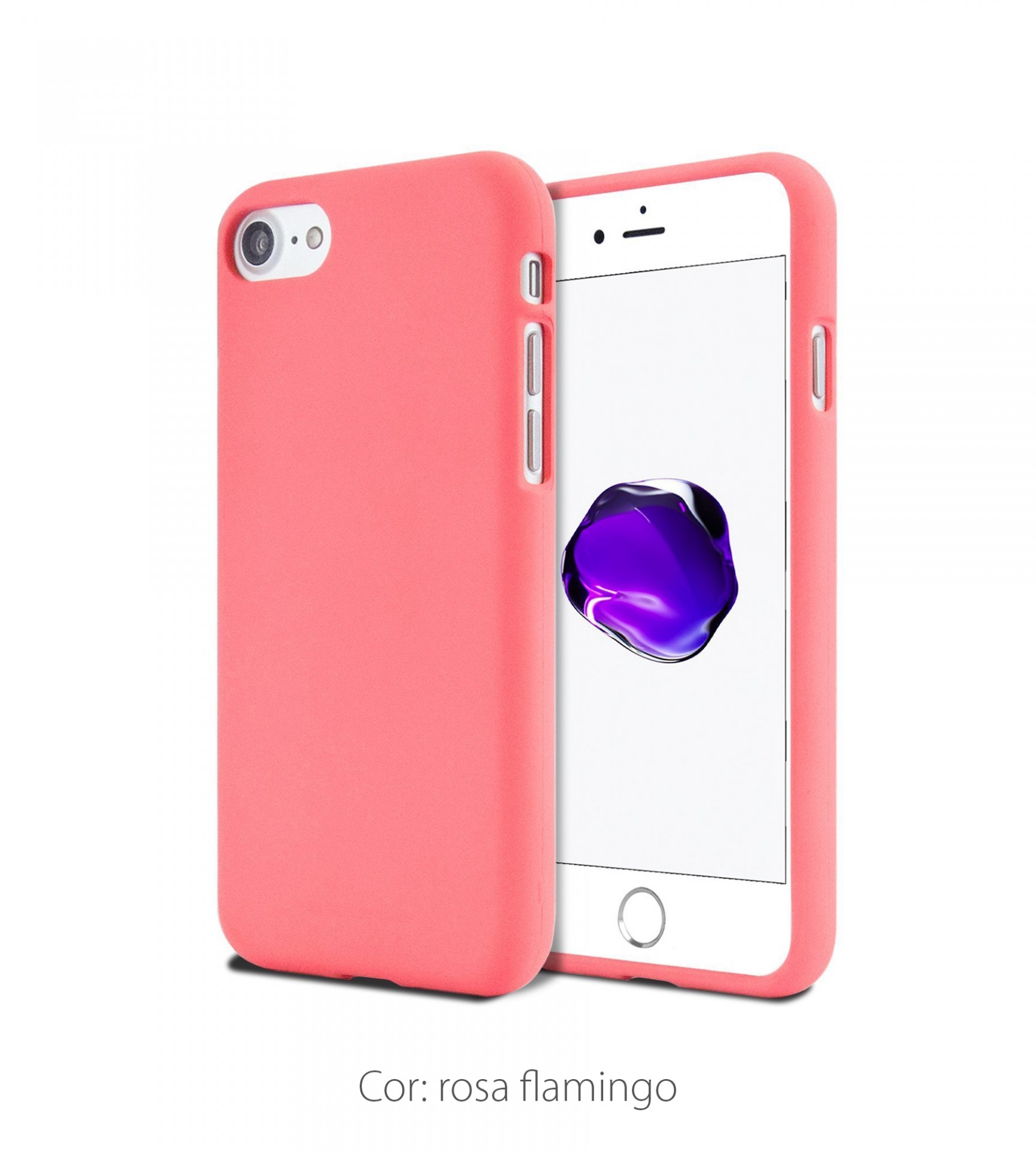 Capa Fina Silicone Soft Feeling Goospery para iPhone Capa silicone rosa para smartphone com telemóvel branco