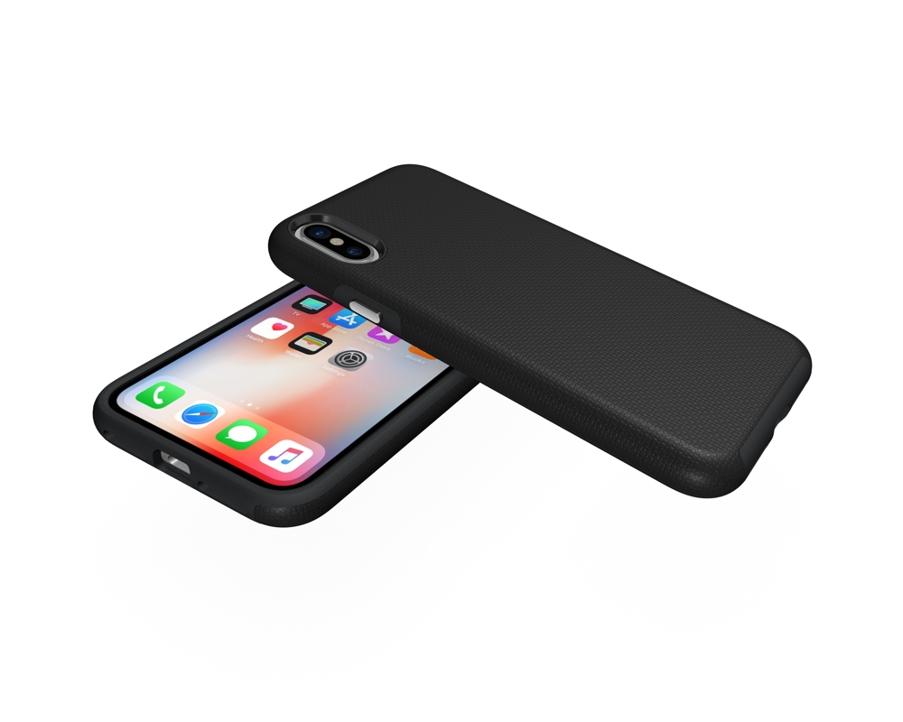 iPhone X/XS Capa Anti-Shock Armor Rugged Capas protetoras pretas para smartphone com acabamento texturizado