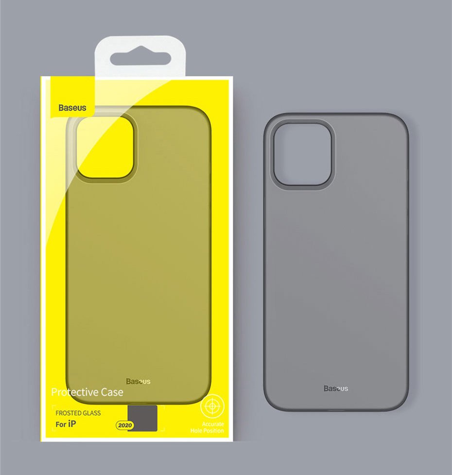 Capa Ultra Slim Wing para iPhone 12/12 Pro Capa protetora Baseus para iPhone 12/13 cinza fosco com embalagem amarela