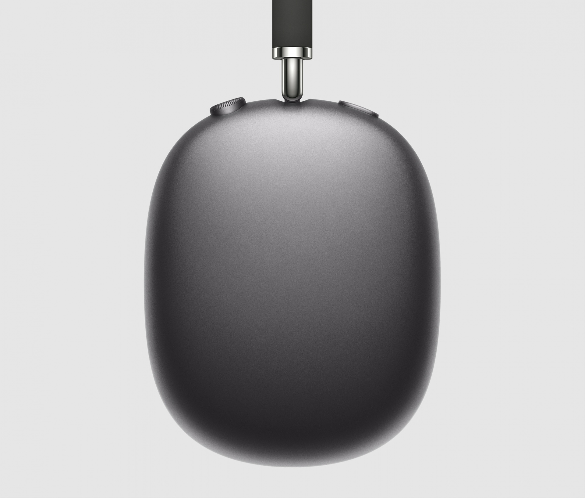 Apple AirPods Max Fone de ouvido preto com botões e cabo, visto de cima