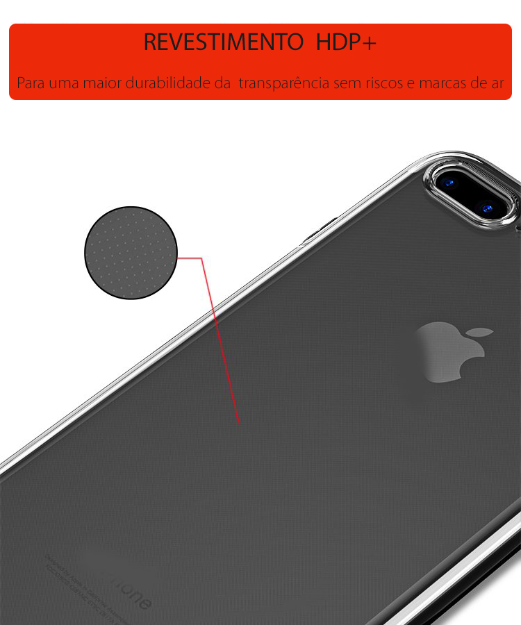 iPhone 7/8 Plus Capa Silicone iPaky Effort + Vidro Temperado Capa transparente para iPhone com revestimento HDP+ e textura pontilhada