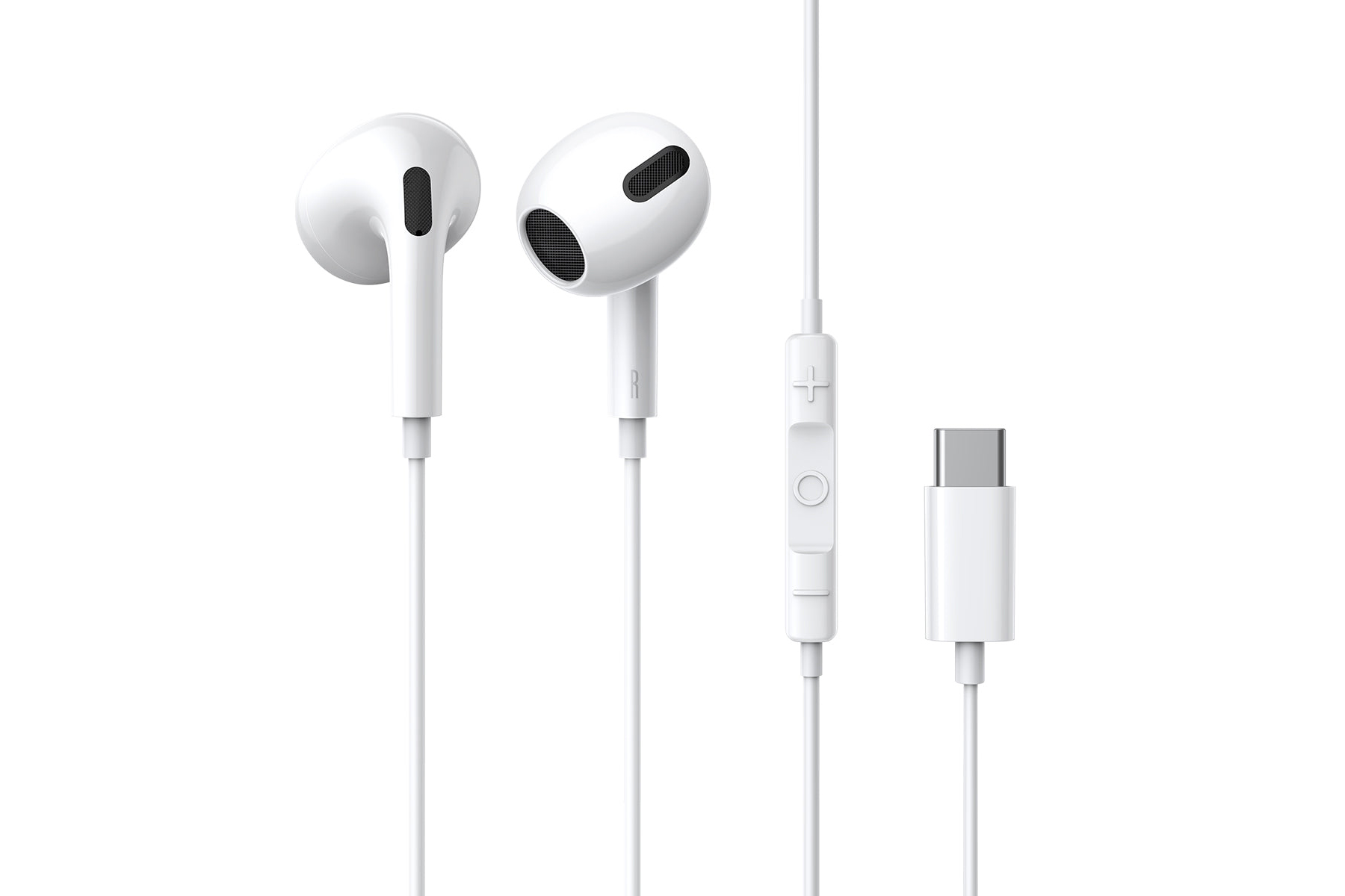 Auscultadores / Auriculares Baseus Encok Wired C17 USB-C Auscultadores brancos com fio com controlo remoto e conector USB-C