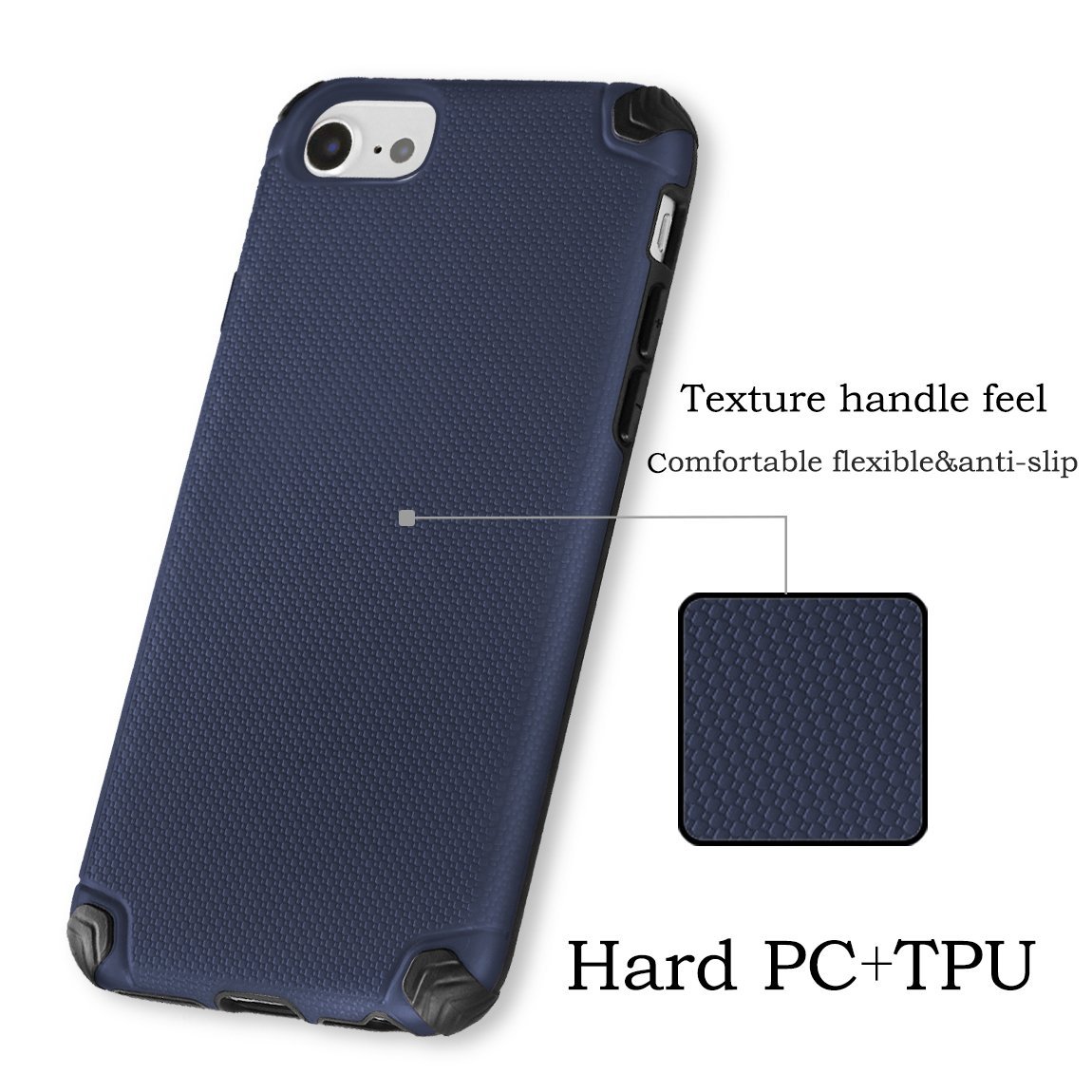 Capa Magnética Anti-Shock Light Armor para iPhone Capa de telemóvel azul escuro com textura antiderrapante e cantos reforçados