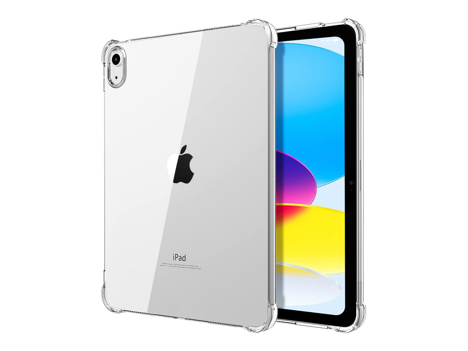 Capa Silicone Anti-Shock Transparente para iPad 10.9" Tablet Apple iPad com capa transparente e ecrã colorido