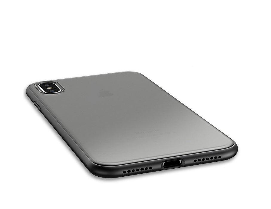 iPhone XR Capa Transparente Mate iPaky Cucorolis Smartphone cinzento com câmara dupla e conector de carregamento