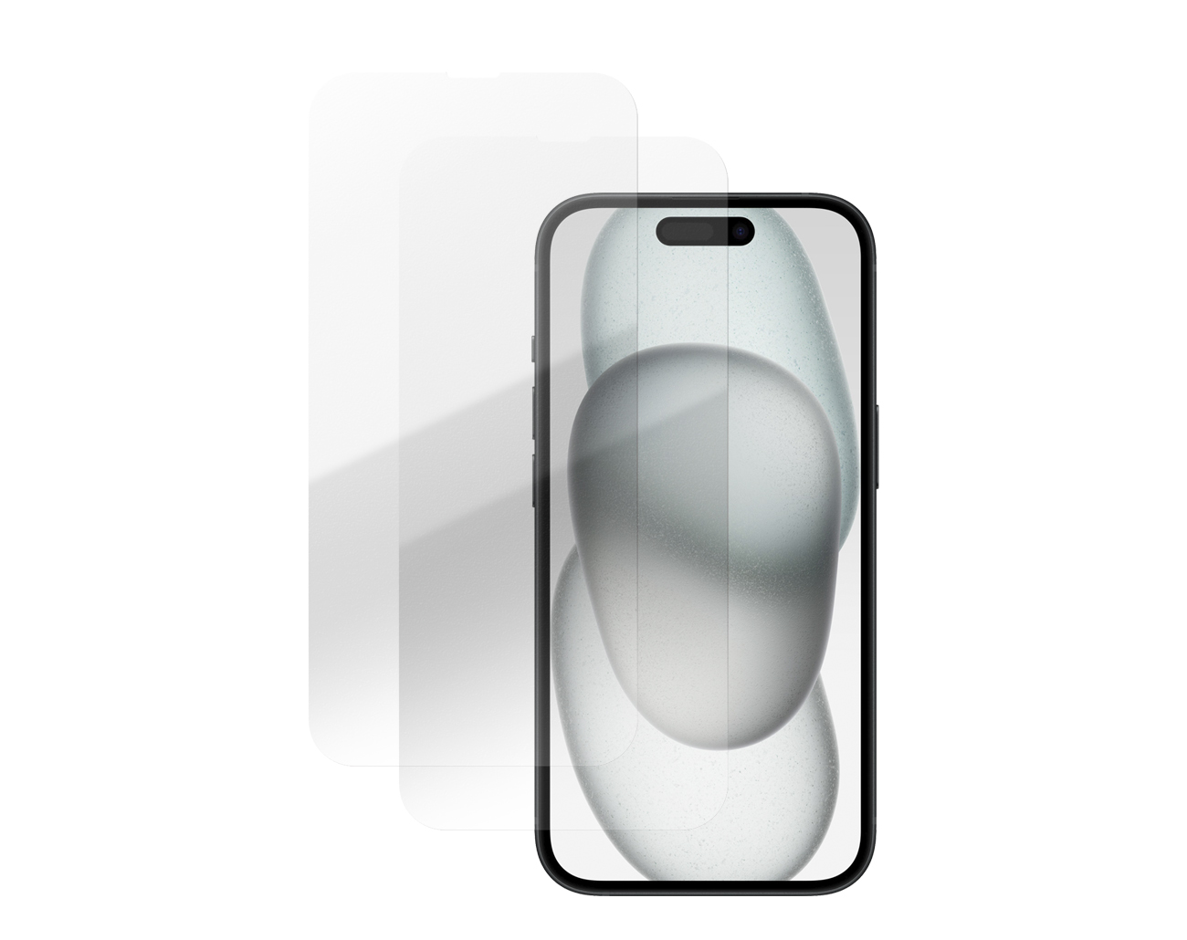 (Pack 2) Películas em Vidro Temperado APK HD para iPhone 15 Smartphone preto com protetor de ecrã transparente