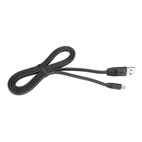 Cabo Flat Lightning Anti - Tangle (2 metros) Cabo USB negro com conector tipo A e micro USB