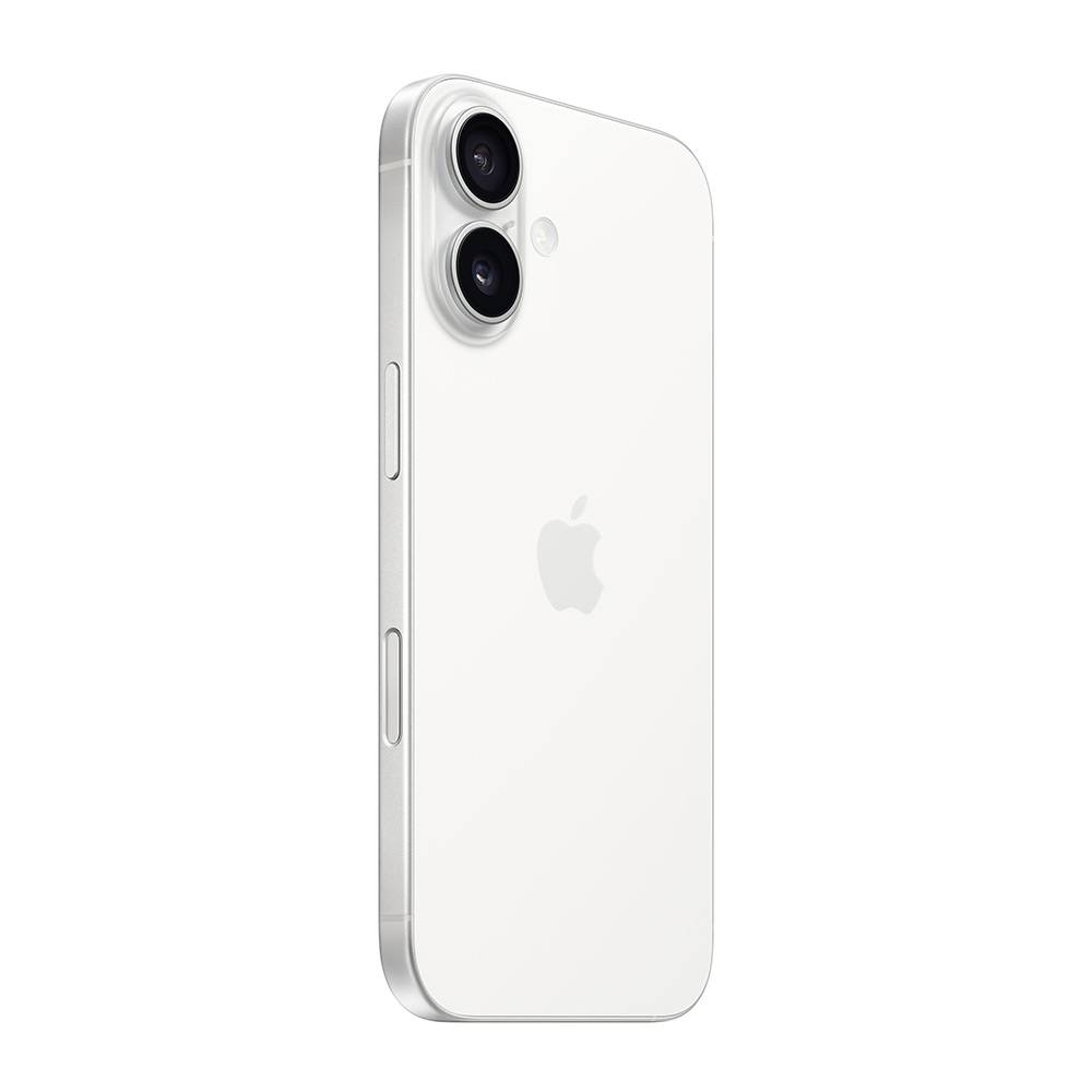 Smartphone Apple iPhone branco visto de trás com duas câmaras