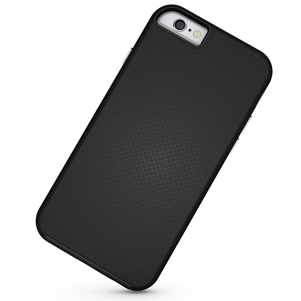 iPhone 6/6S Capa Anti-Shock Armor Rugged Capa preta texturizada para smartphone com recorte para câmara