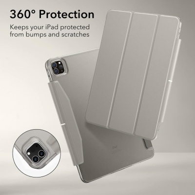 Capa protetora cinzenta para iPad com cobertura total e textura lisa