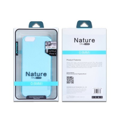 Capa azul clara para telemóvel Apple iPhone 6 numa caixa transparente com texto Nature TPU CASE 0.6MM