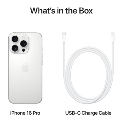 iPhone 16 Pro branco com cabo USB-C ao lado