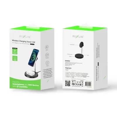 Embalagem do carregador sem fios RIXUS Wireless Charging Stand 15W