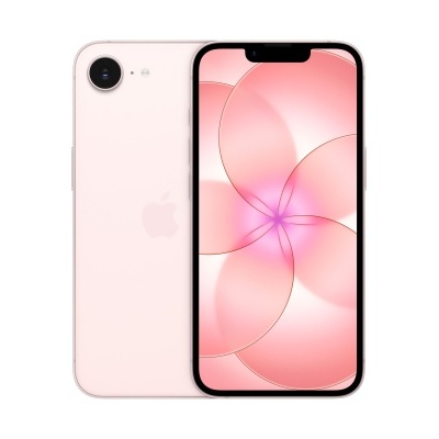 Smartphone rosa claro com ecrã a mostrar design de pétalas cor-de-rosa e lilás