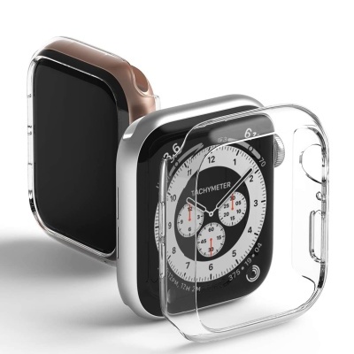 Capas transparentes para relógio inteligente com relógios prateado e bronze