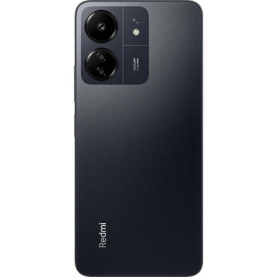 Smartphone Redmi preto com duas câmaras e flash