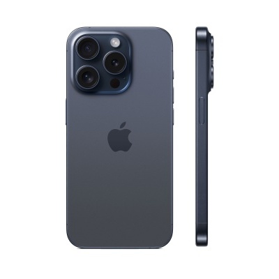 Smartphone Apple iPhone azul escuro visto de costas e de lado