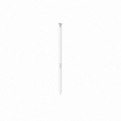 Caneta digital branca com botão lateral e cabeça prateada