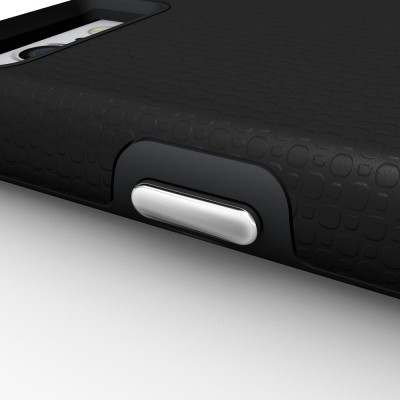 Capa protetora preta texturizada para telemóvel com botão prateado