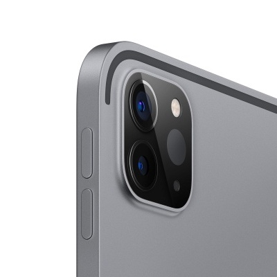 Parte traseira de tablet ou smartphone com câmeras e botões laterais cinza