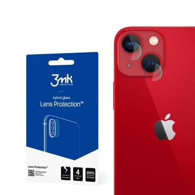 Protetor de lentes 3mk Lens Protection e smartphone vermelho com dupla câmara