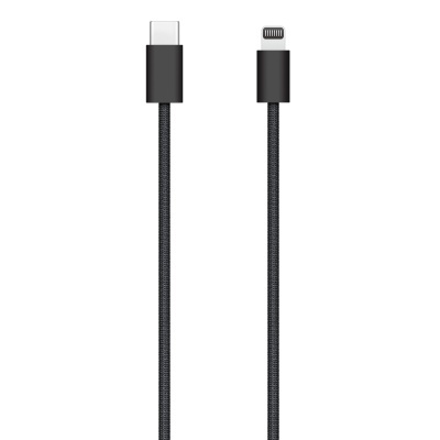 Cabo USB-C para Lightning preto com revestimento tecido