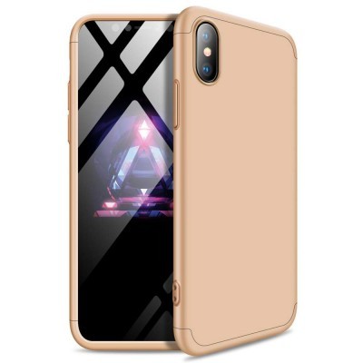 Smartphone com capa protetora bege e ecrã com gráficos abstratos roxos
