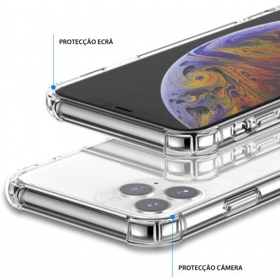 Capa transparente para smartphone com proteções no ecrã e câmara