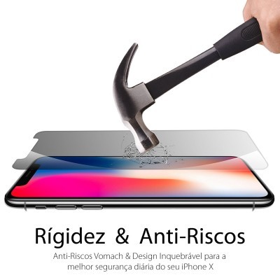 Protetor de ecrã resistente a riscos para iPhone X com martelo a bater