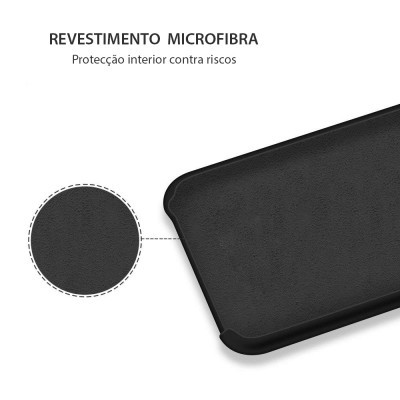 Capa protetora preta para telemóvel com revestimento em microfibra