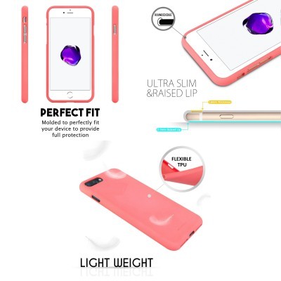 Capa de telemóvel rosa flexível, fina e leve, com elevação na borda