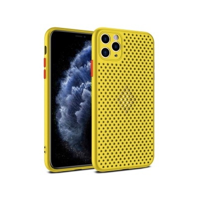 Capa protetora amarela com padrão de círculos para smartphone