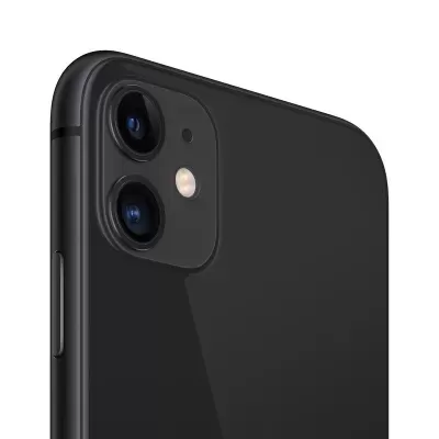 Smartphone preto com duas câmaras traseiras e flash LED
