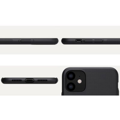 Capa protetora preta texturizada para smartphone mostrada de vários ângulos