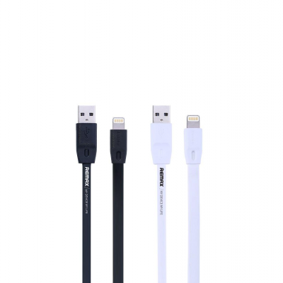 Cabos USB para Lightning preto e branco com design plano e acabamento liso