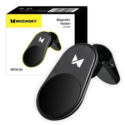 Suporte magnético para carro preto Wozinsky com embalagem ao fundo