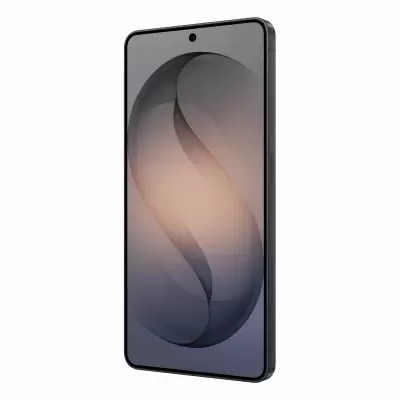 Smartphone preto com ecrã plano e padrão abstrato em cinza e bege