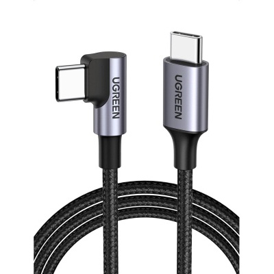 cabo USB tipo C UGREEN preto com conector em ângulo