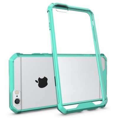 Capa protetora verde água com bordas reforçadas para iPhone prata