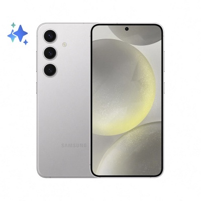 Smartphone Samsung prateado com três câmaras traseiras e ecrã frontal com orifício para câmara