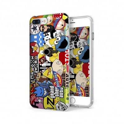 Capa de smartphone colorida com personagens de desenhos animados