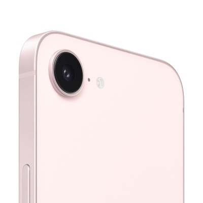 Smartphone rosa com câmara traseira e flash em fundo branco