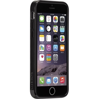 Smartphone preto com ecrã colorido mostrando várias aplicações e botão circular frontal