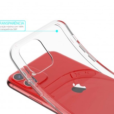 Capa transparente para telemóvel cobrindo um iPhone vermelho